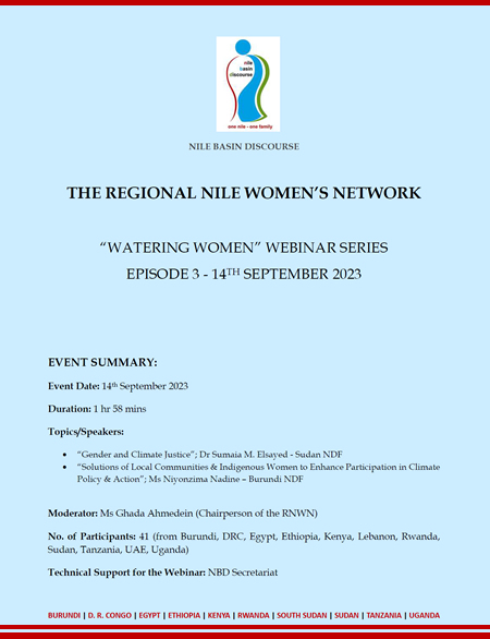 Summary of EPISODE 3 of the “WATERING WOMEN WEBINAR SERIES” - 14th September 2023