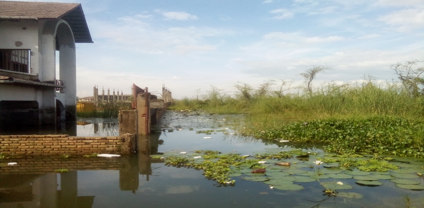 A house submerged under water in Kibenga District, Bujumbura as a result of increase in water level of Lake Tanganyika